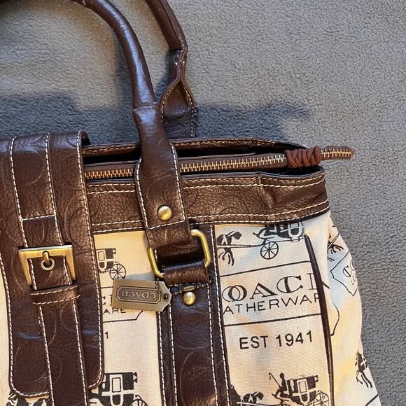 Coach Brown and Cream Satchel - Picture 3 of 13